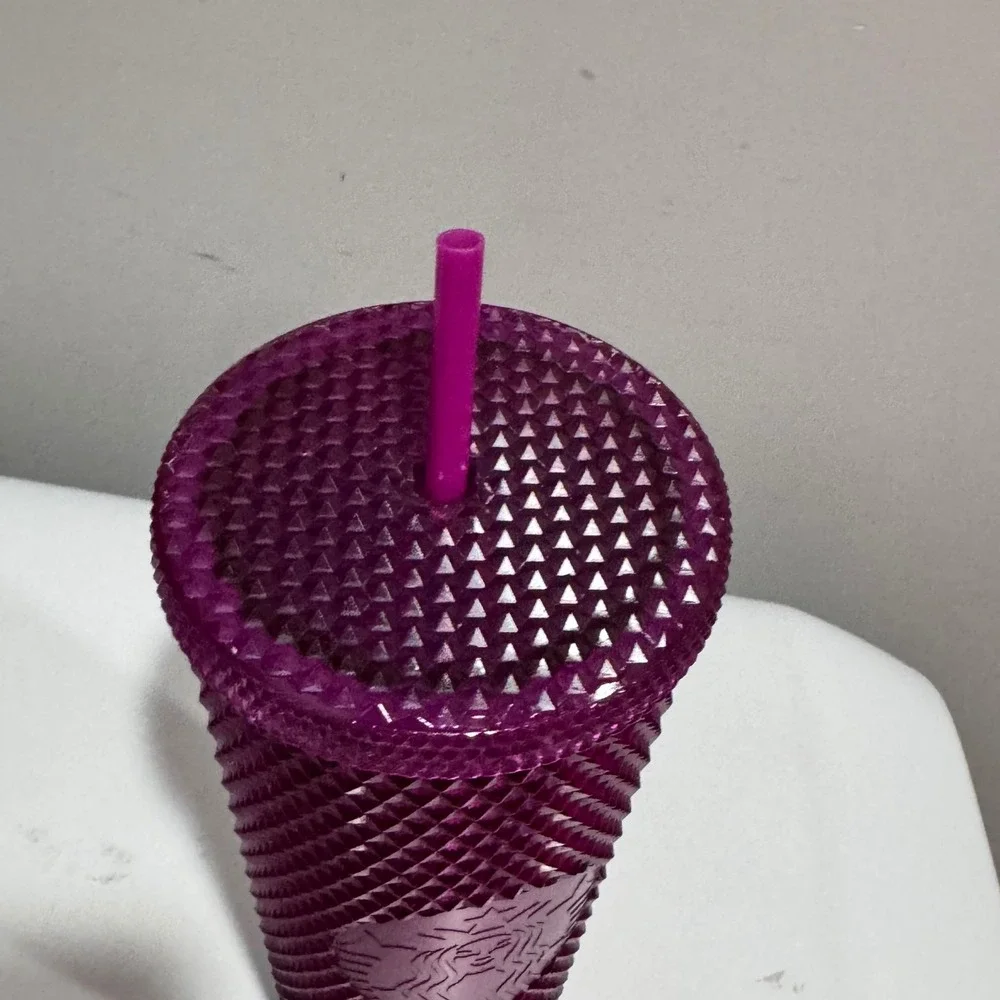 Starbucks Tumbler Unisex 24oz Fuchsia Pink Excellent Studded Venti Cold Cup 2022
